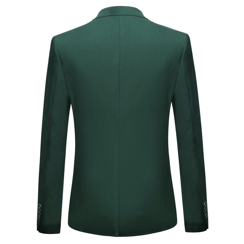 YFFUSHI Men's Slim Fit 2 Piece Suit Solid One Button Casual Formal Wedding Blazer Jacket Pants Set Green - Image 3